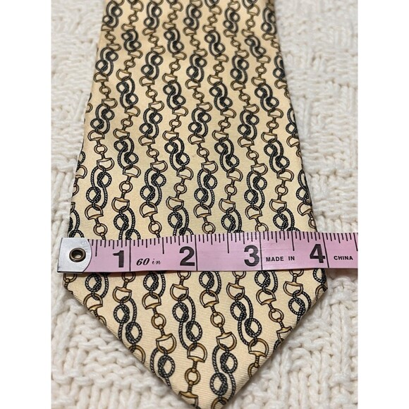 Paolo Design by Paolo Gucci Gold  Silk Horsebits Design Tie Made in Italy - Picture 6 of 6